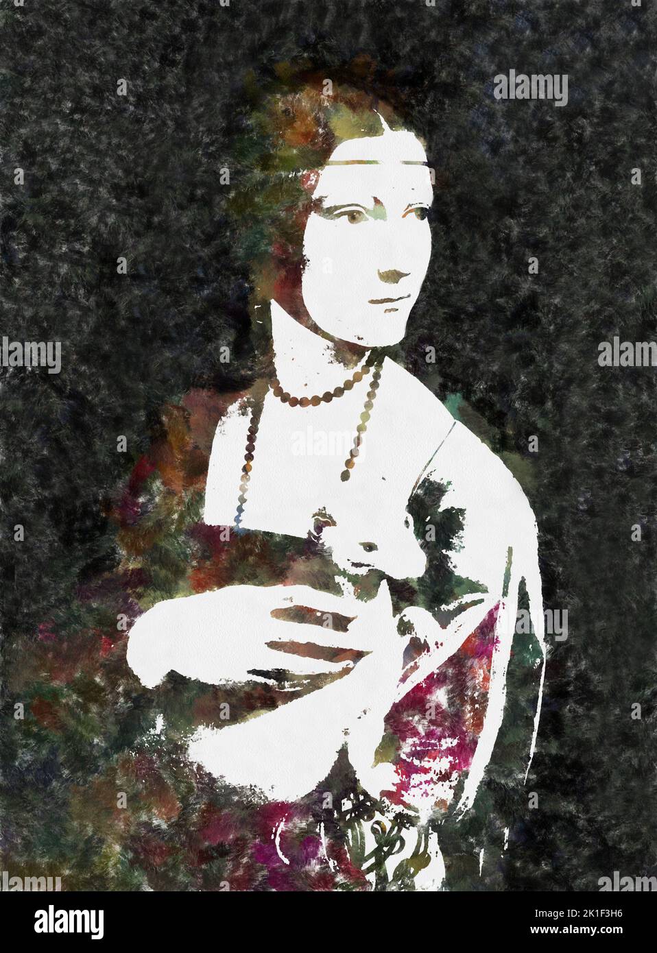 Painting portret Lady with an Ermine ,Leonardo da Vinci, Pop Art Stock Photo
