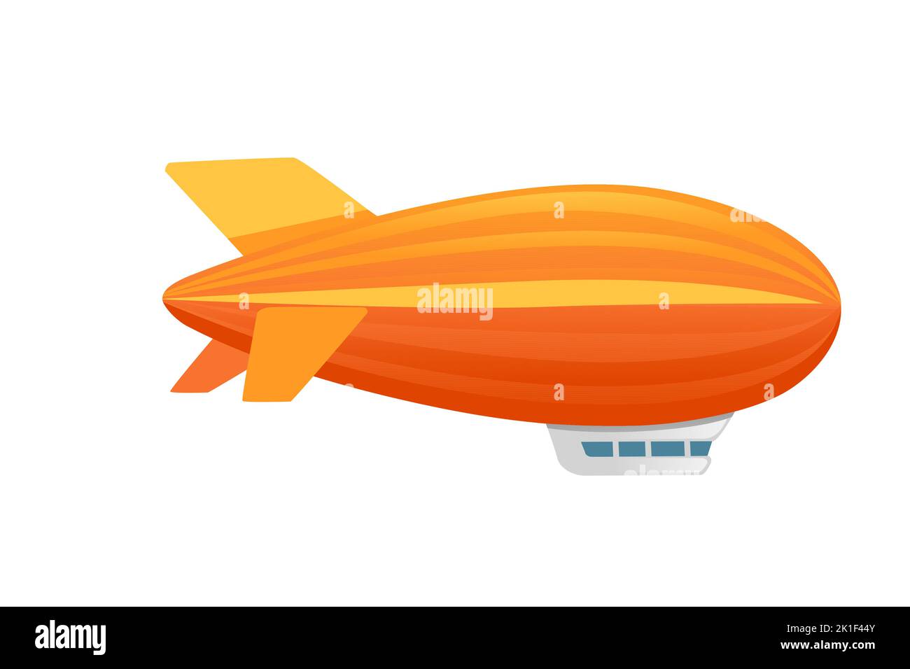 Commercial airship orange color rigid airship vector illustration isolated on white background Stock Vector