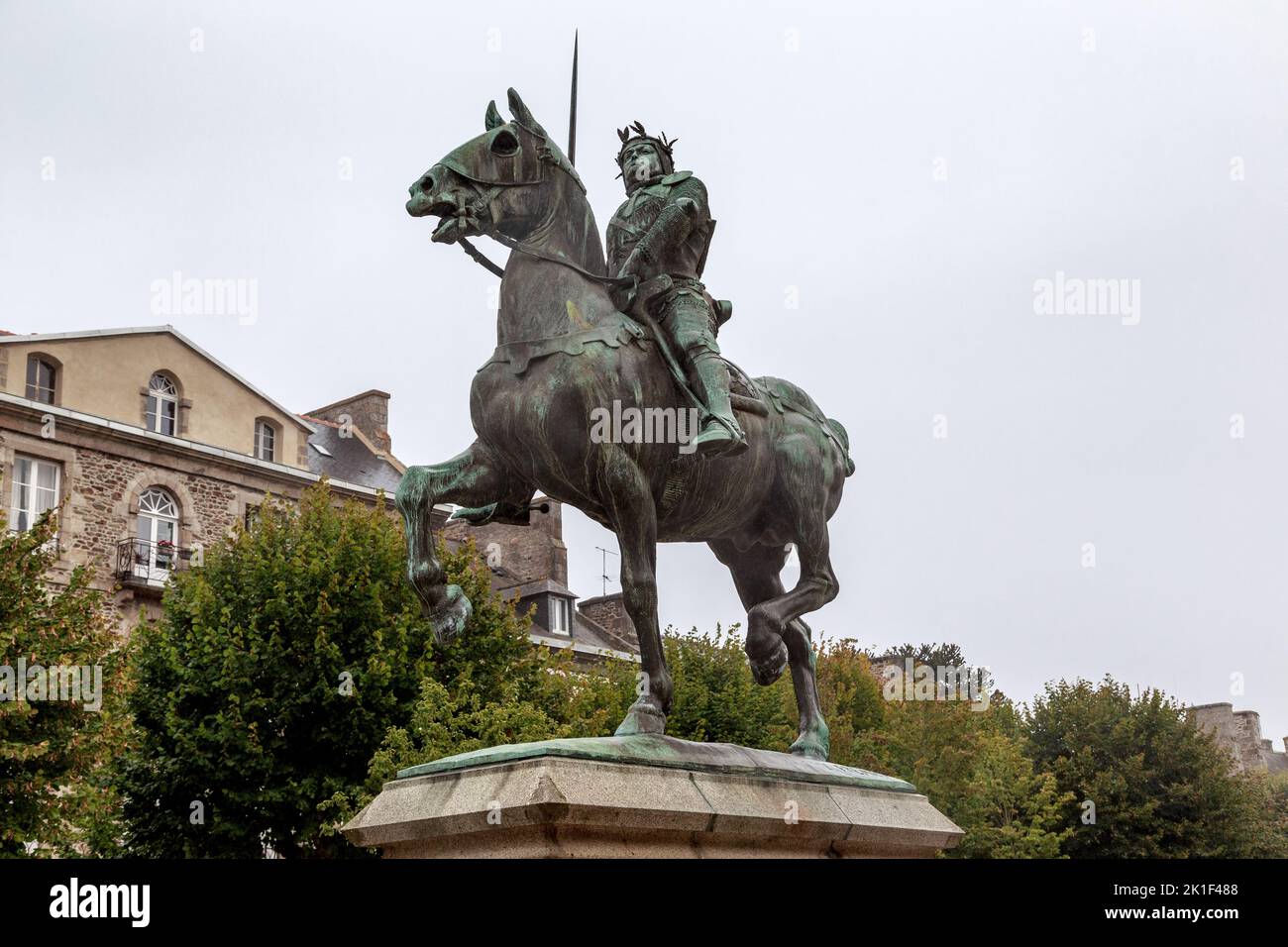 DINAN, FRANCE - SEPTEMBER 4, 2019: This is monument to the knight Bertrand du Guesclin, nation hero of Brittony. Stock Photo
