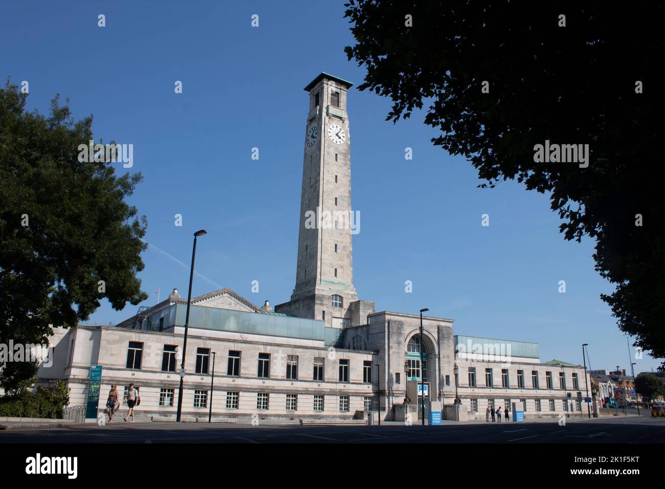 The clock tower of the SeaCity Museum, Havelock Road, Southampton England UK Stock Photo