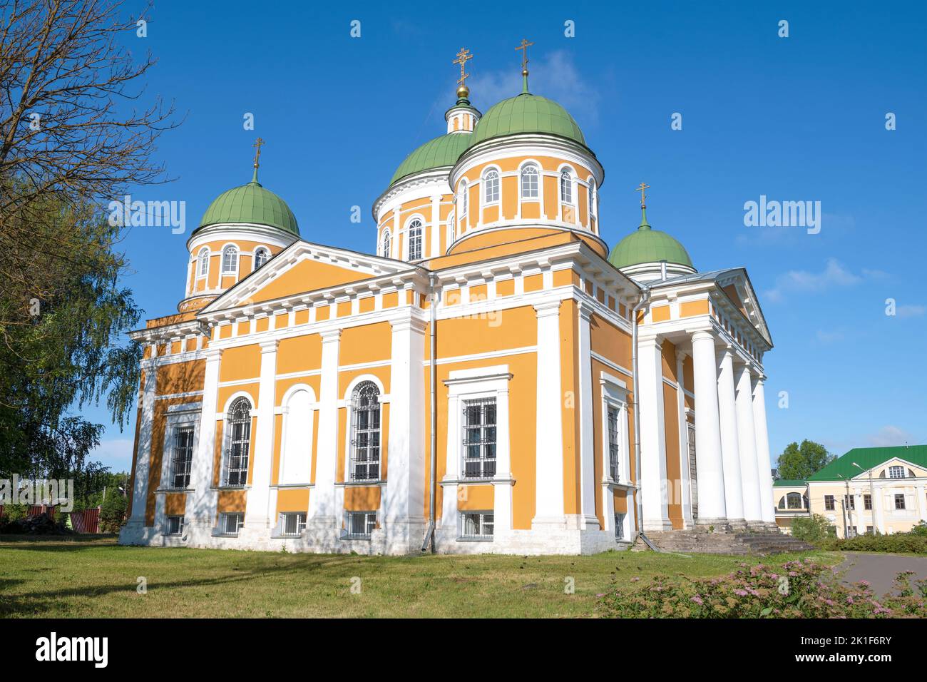 Cathedral of the Nativity in the Nativity of Christ Monastery close-up on a July afternoon. Tver, Russia Stock Photo