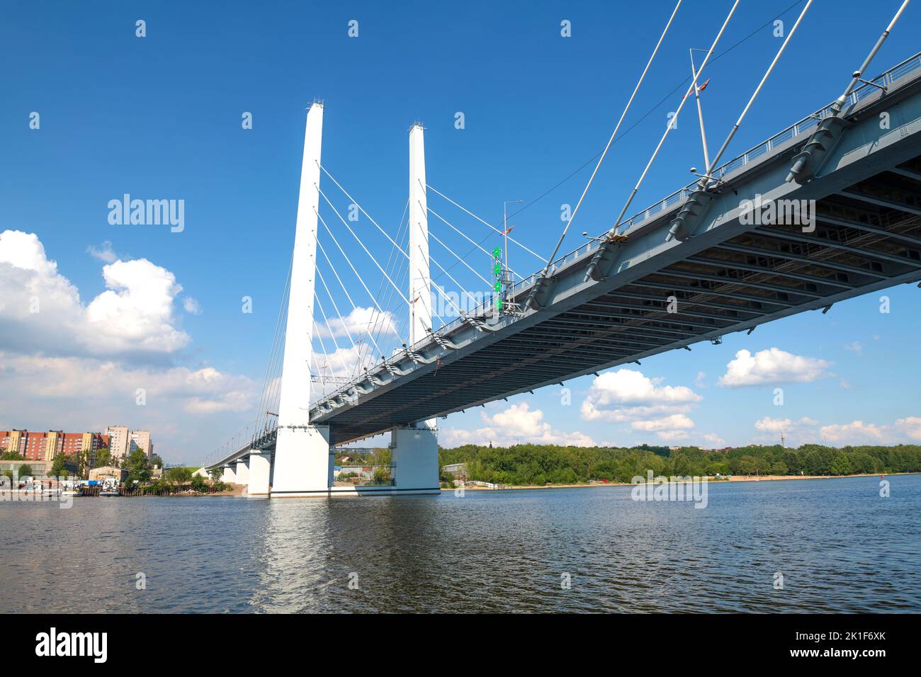 At the new Arkhangelskiy bridge on a August day. Cherepovets, Russia Stock Photo