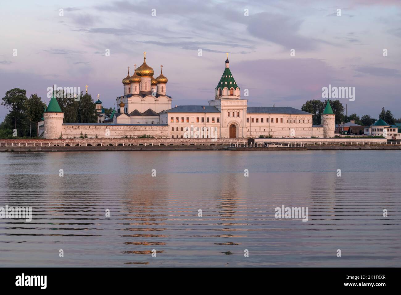 View of the ancient Holy Trinity Ipatiev Monastery before dawn. Kostroma, Golden Ring of Russia Stock Photo
