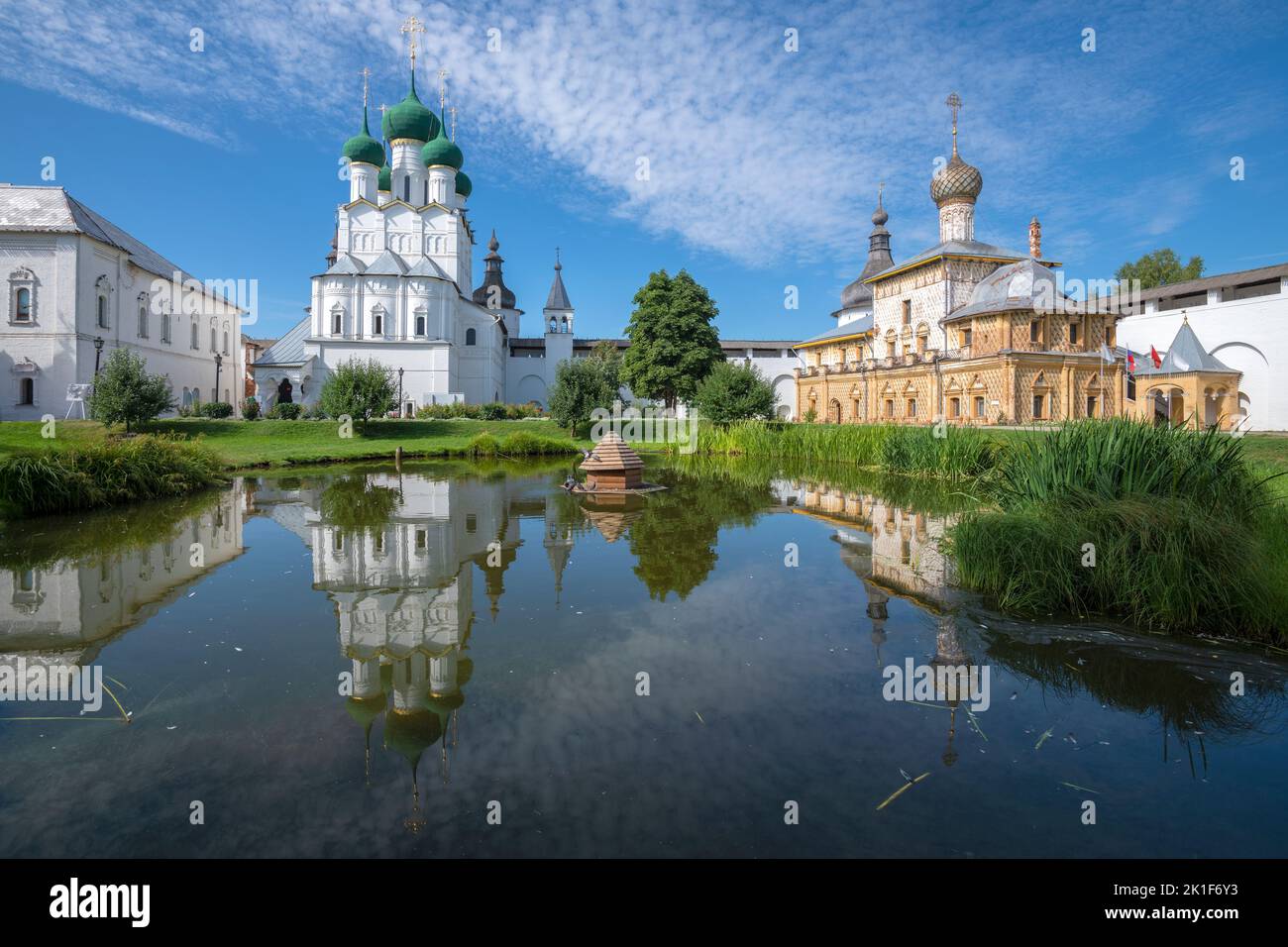 Sunny August day in the ancient Rostov Kremlin. Rostov, Yaroslavl region. Golden ring of Russia Stock Photo