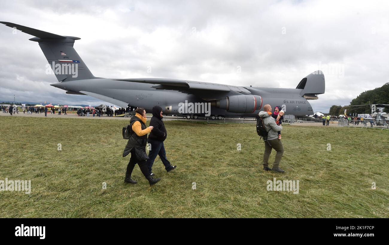Mosnov, Czech Republic. 18th Sep, 2022. Second day of two-day NATO Days and Days of Czech Air Force, biggest security show in Europe in Mosnov, Czech Republic, September 18, 2022. Pictured Lockheed C-5M Super Galaxy. Credit: Jaroslav Ozana/CTK Photo/Alamy Live News Stock Photo