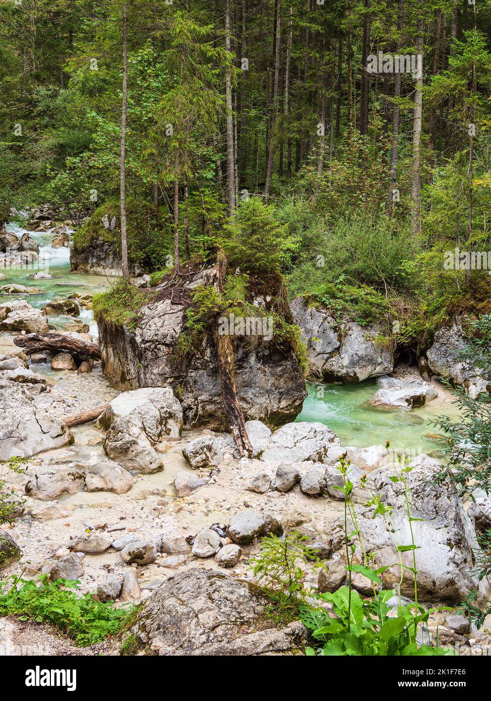 River Ramsauer Ache in the Berchtesgaden Alps, Germany. Stock Photo
