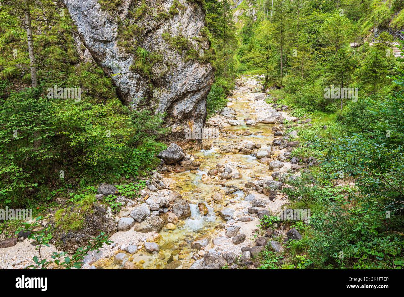Gorge Almbachklamm in the Berchtesgaden Alps, Germany. Stock Photo