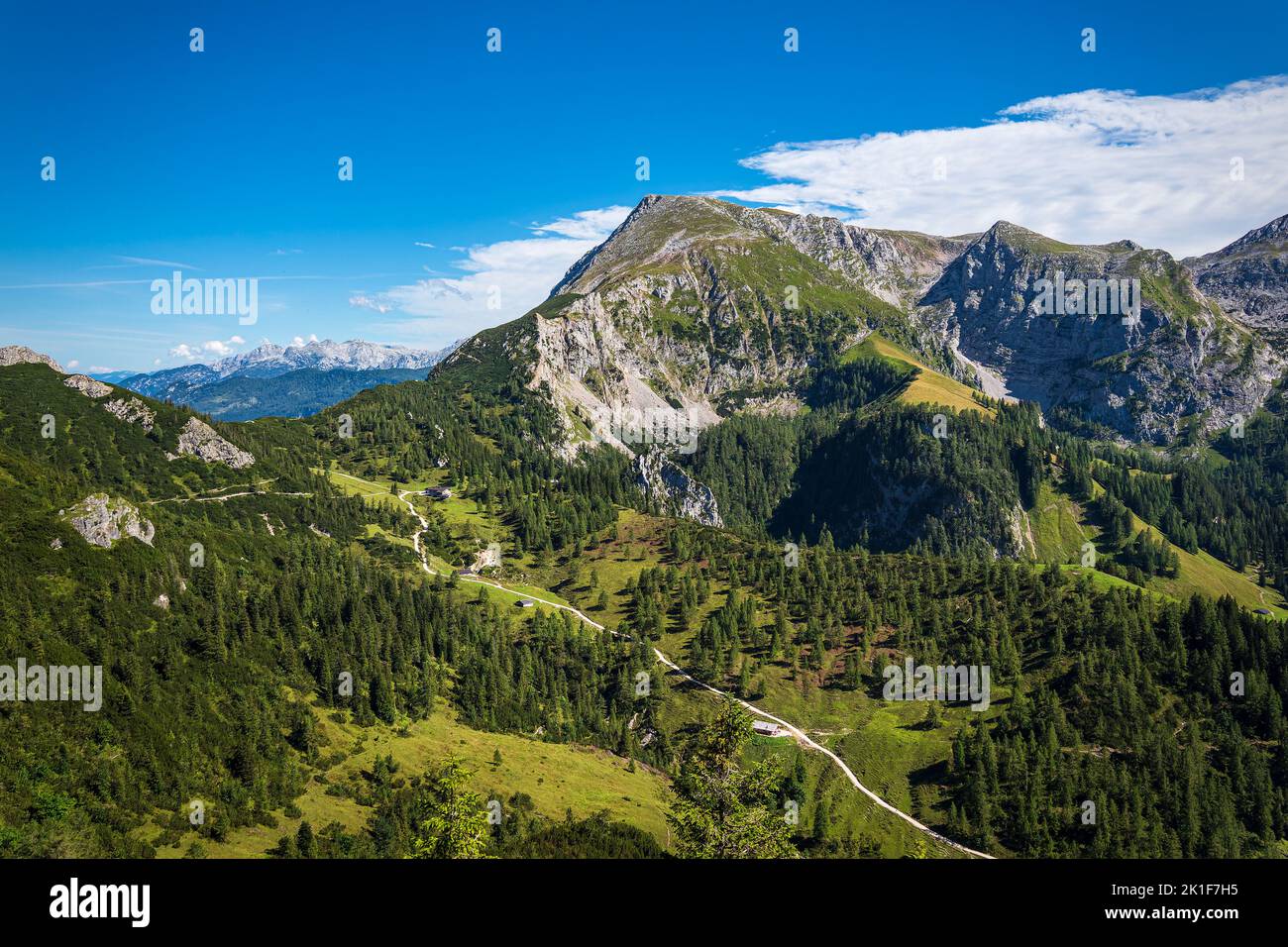 View from the mountain Jenner in the Berchtesgaden Alps, Germany. Stock Photo