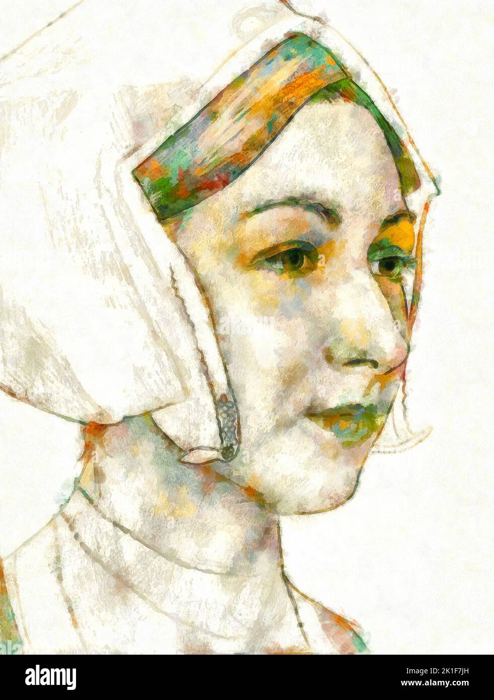 Illustrations portret Ann Bolein,Pop Art,Holbein Stock Photo