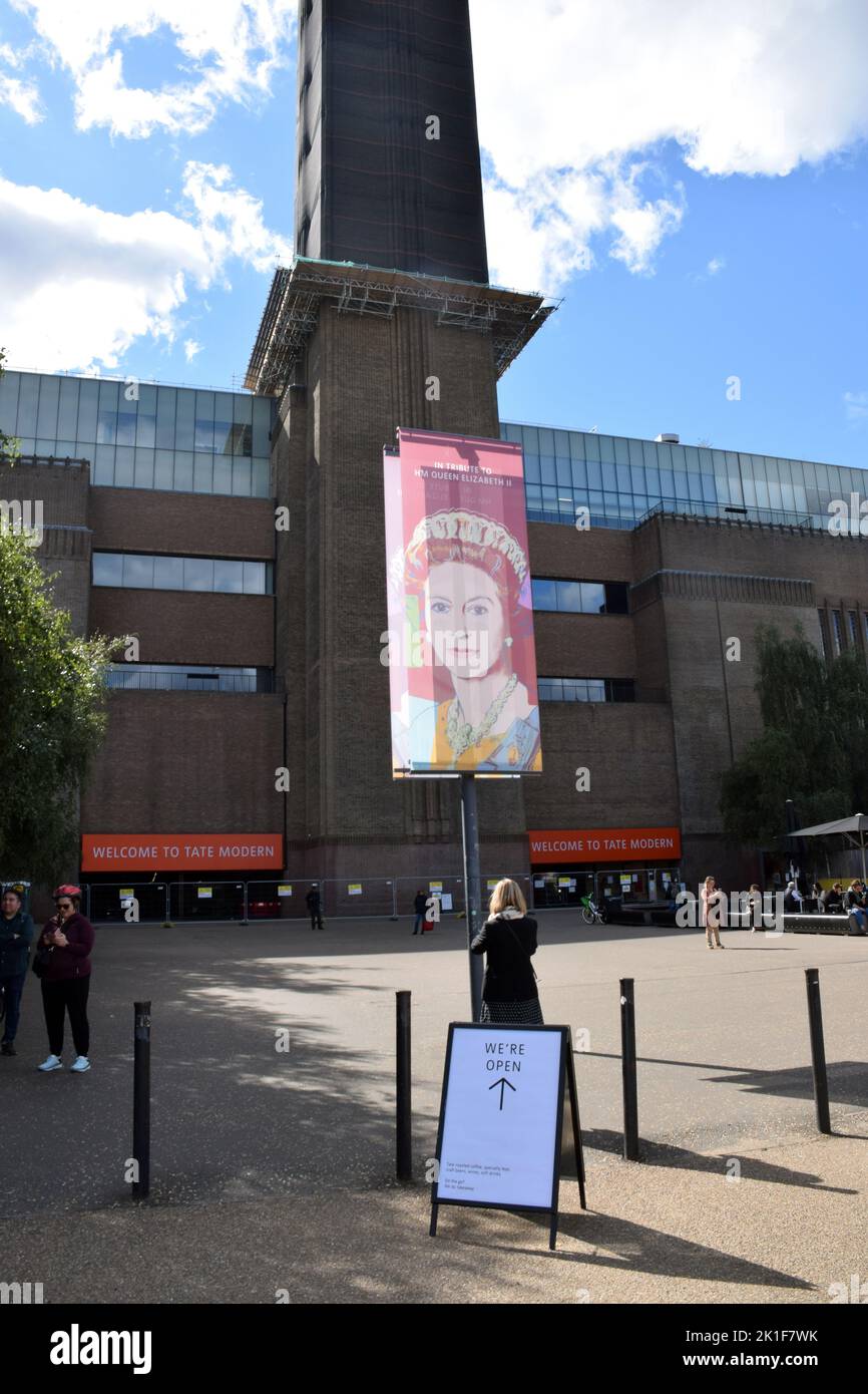 Memorial to Queen Elizabeth II outside Tate Modern, London UK Sep 2022 Stock Photo