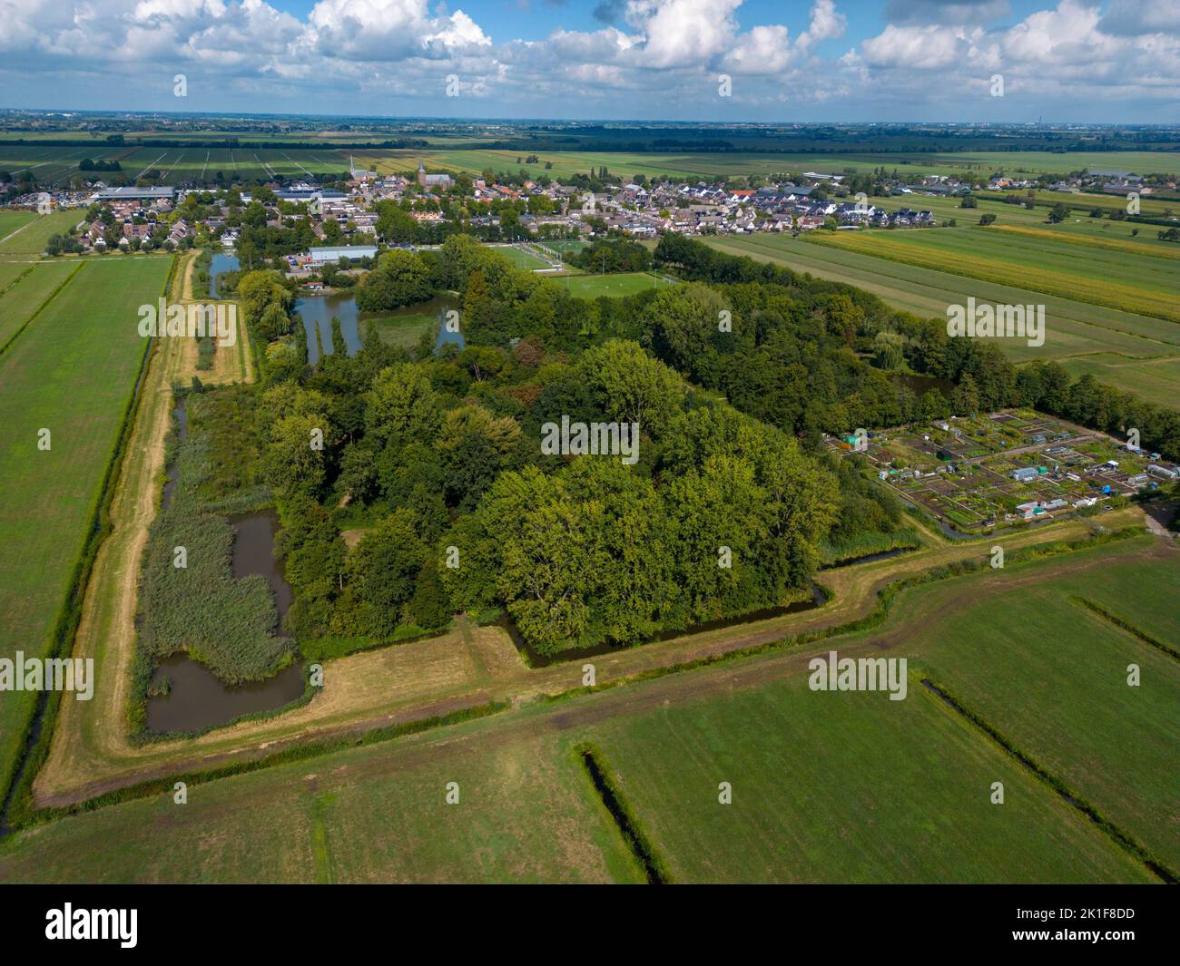 An aerial shot of a park with trees and small lakes Stock Photo - Alamy