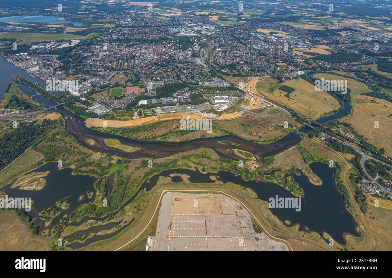 Aerial view, Lippe estuary, Büdericher Insel, Wesel, Lower Rhine, North RhineWestphalia
