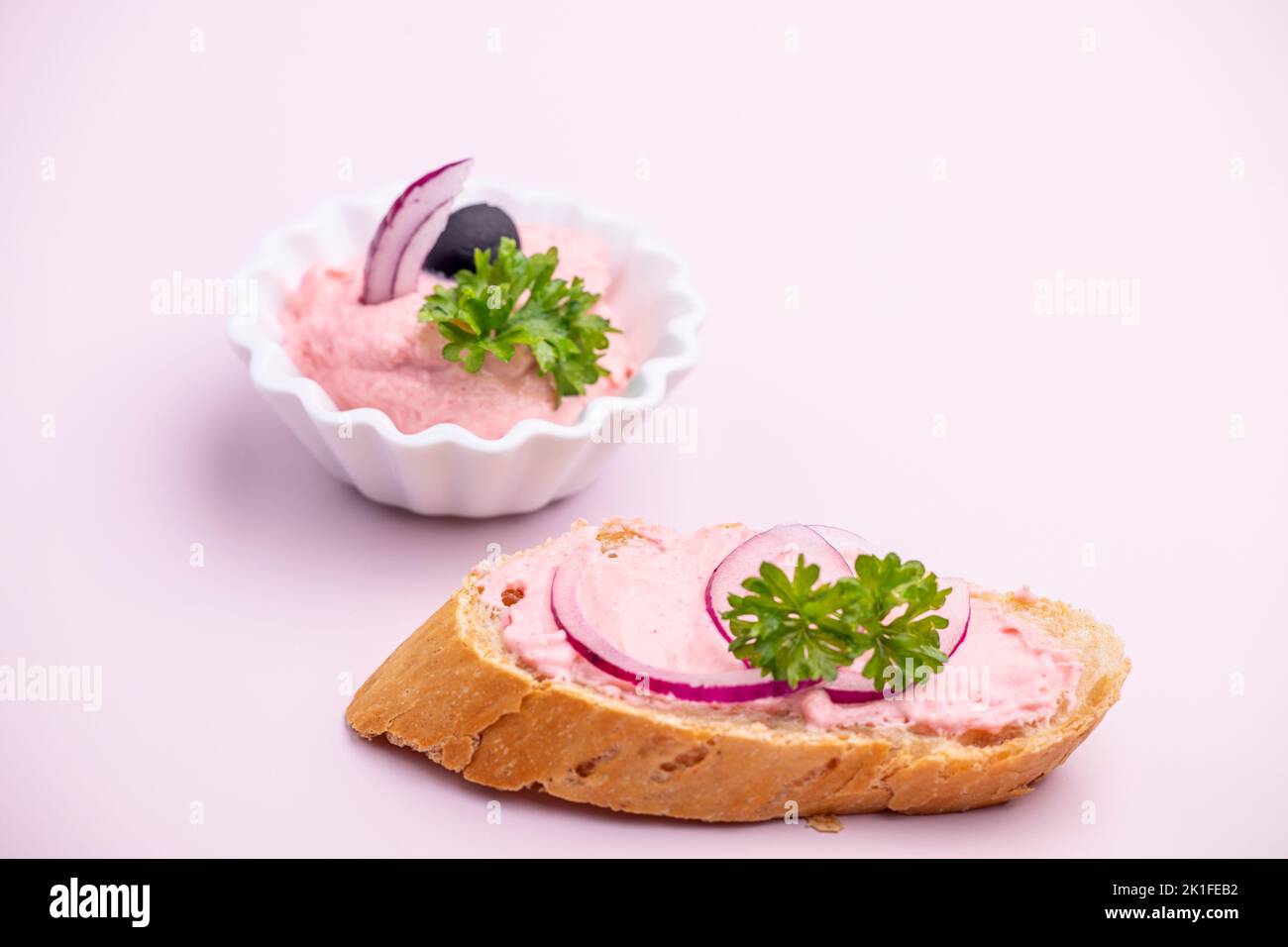 greek taramas spread on pink Stock Photo