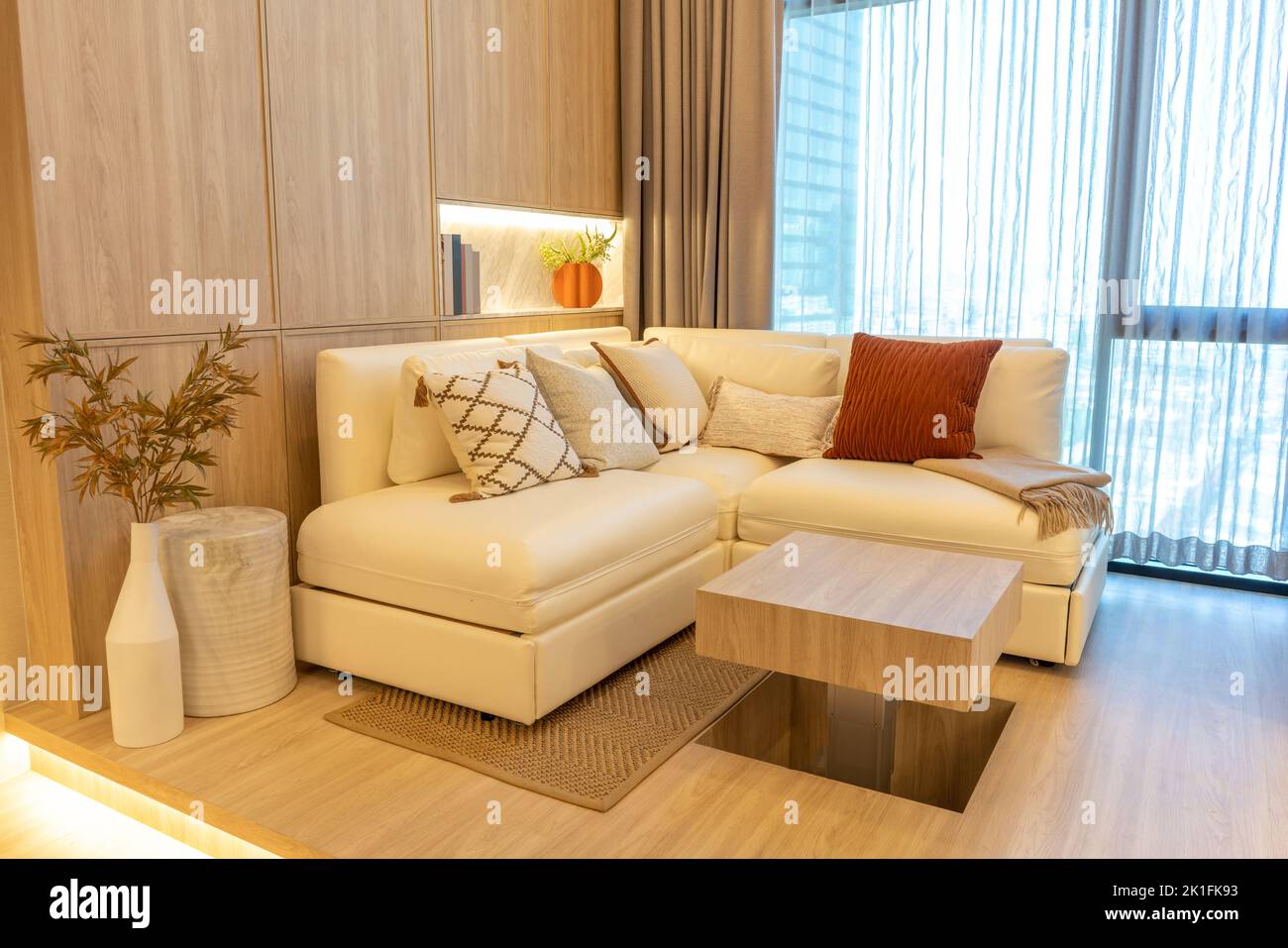 White living room with sofa window of Condominium Luxury and summer
