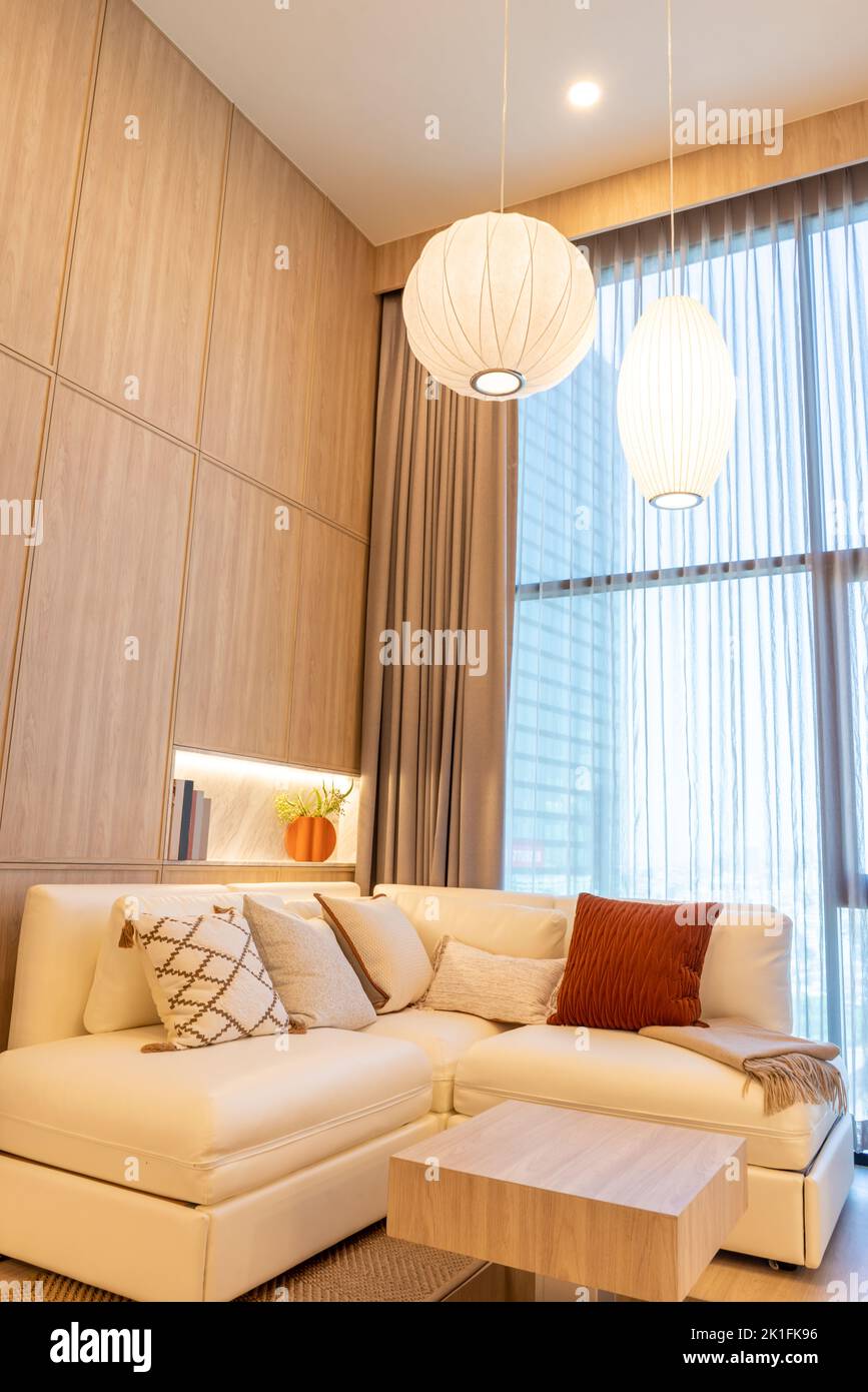 White living room with sofa window of Condominium Luxury and summer
