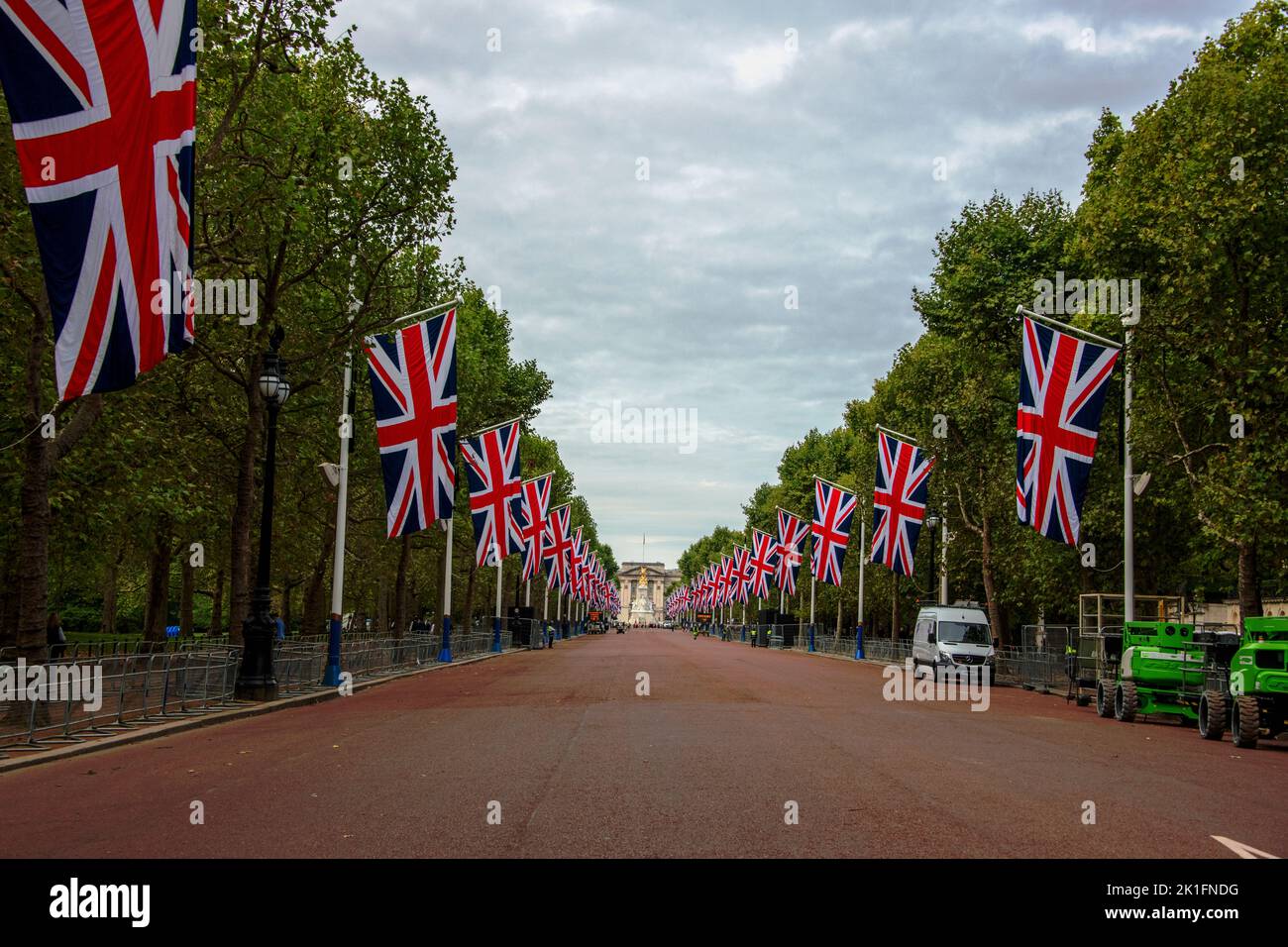 Preparations in the front of the Buckingham Palace for the Funerals on