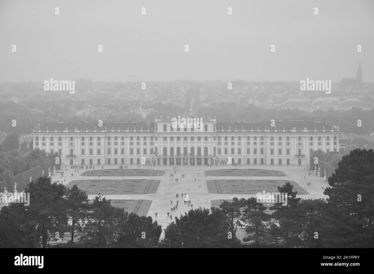 The parks and forecourt of Schoenbrunn Palace in Vienna, Austria Stock Photo