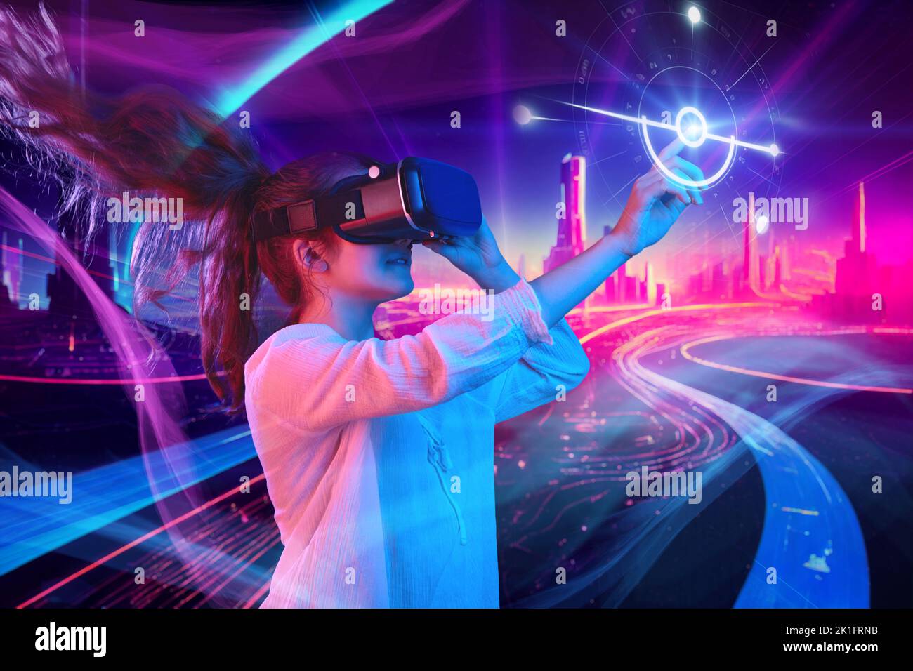 Premium Photo  Beautiful futuristic woman using virtual reality glasses in  the metaverse