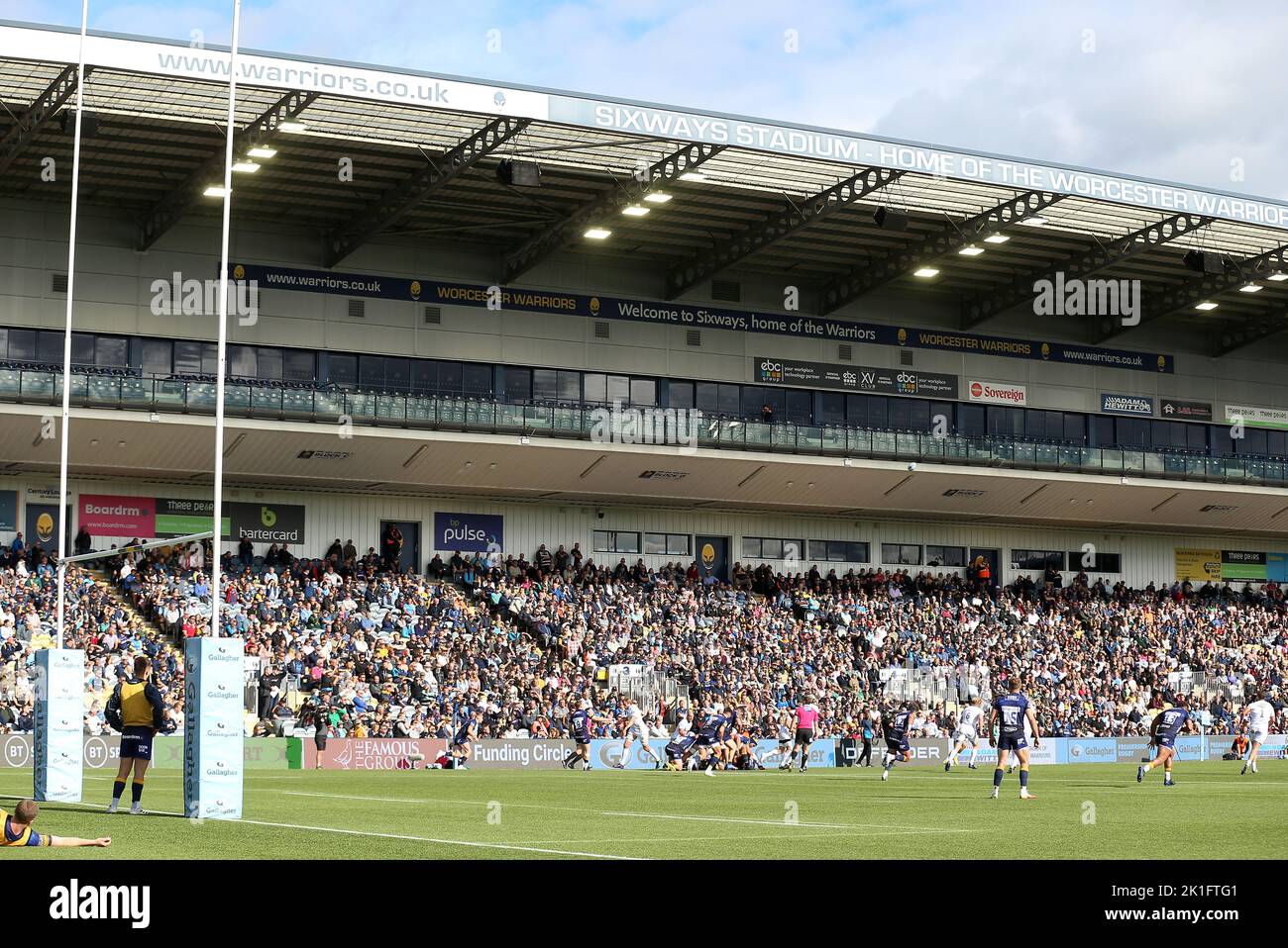 A general view of play during the Gallagher Premiership match at Sixways Stadium, Worcester. Picture date: Sunday September 18, 2022. Stock Photo