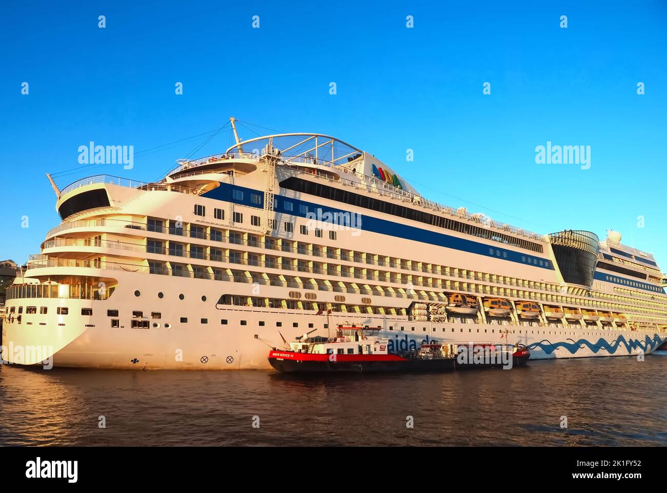 Huge cruise ship Aida Sol in Hamburg Stock Photo - Alamy