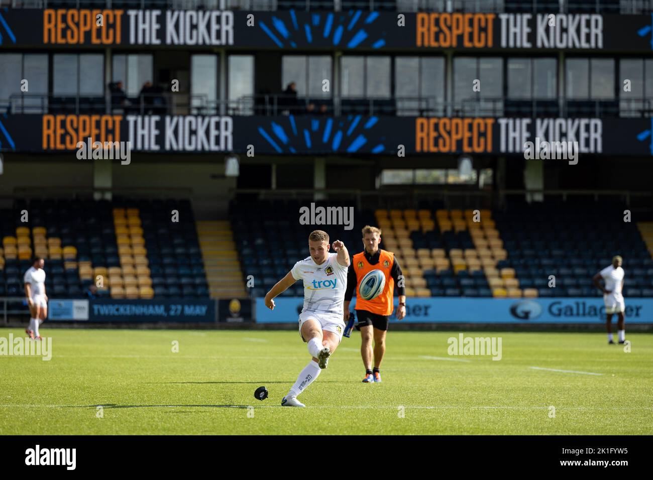 Joe Simmonds of Exeter Chiefs adds the extra points with a conversion ...