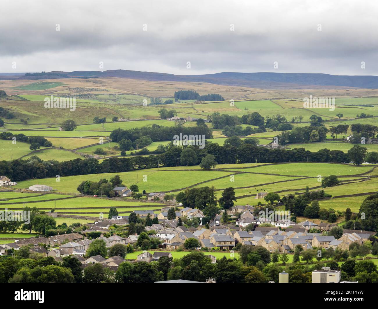 Looking down on Settle, Yorkshire Dales, UK. Stock Photo