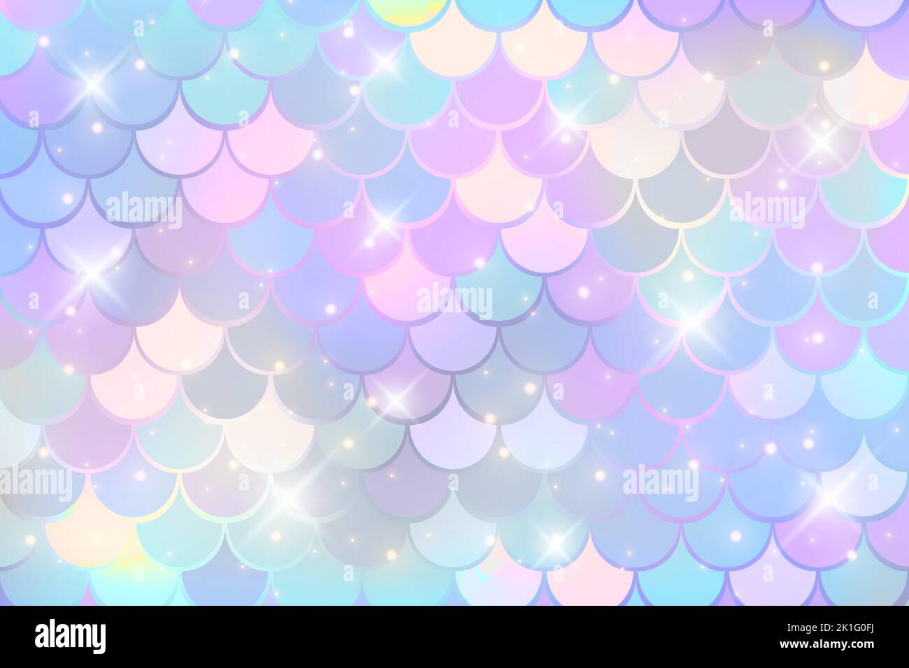 Mermaid holographic background with scale and stars. Iridescent glitter ...