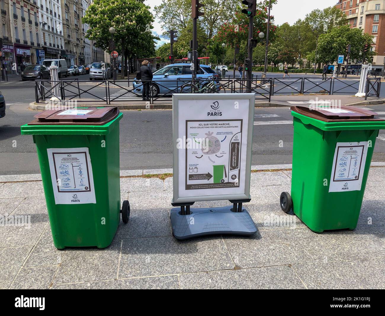 Paris, France, Recycling Bins on Street, Food Waste, sorting waste