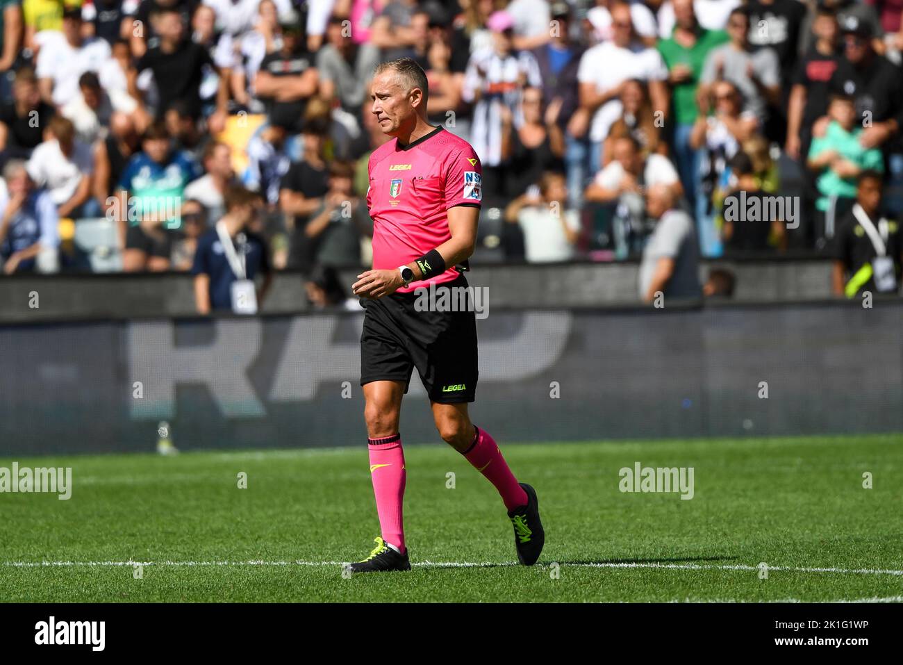 The Referee of the match Paolo Valeri of the Rome Section  during  Udinese Calcio vs Inter - FC Internazionale, italian soccer Serie A match in Udine, Italy, September 18 2022 Stock Photo
