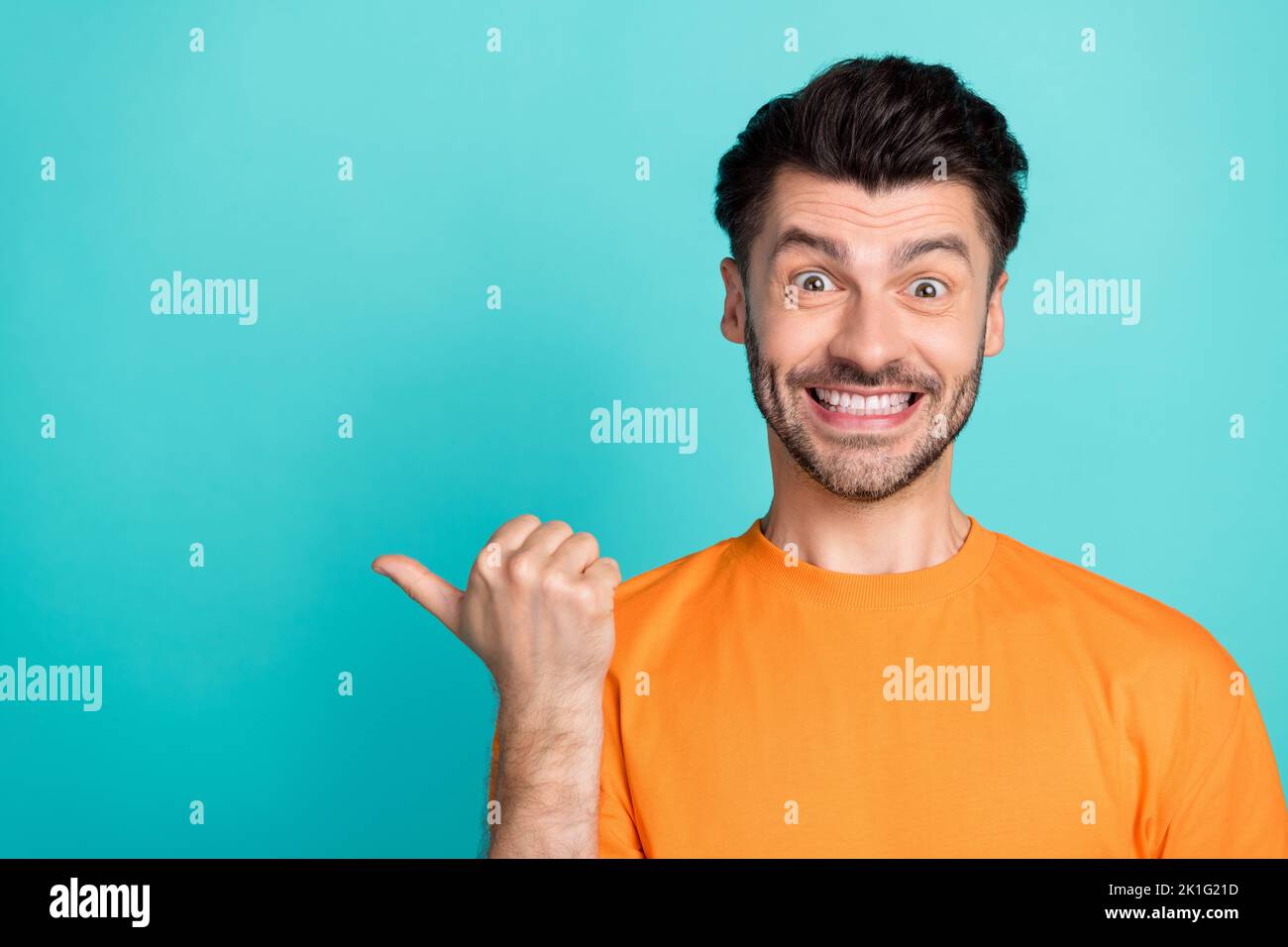 Closeup photo of young attractive handsome toothy funny face positive ...