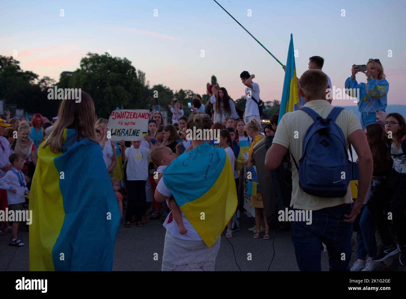 Peace rally for Ukraine in Geneva, Switzerland Stock Photo