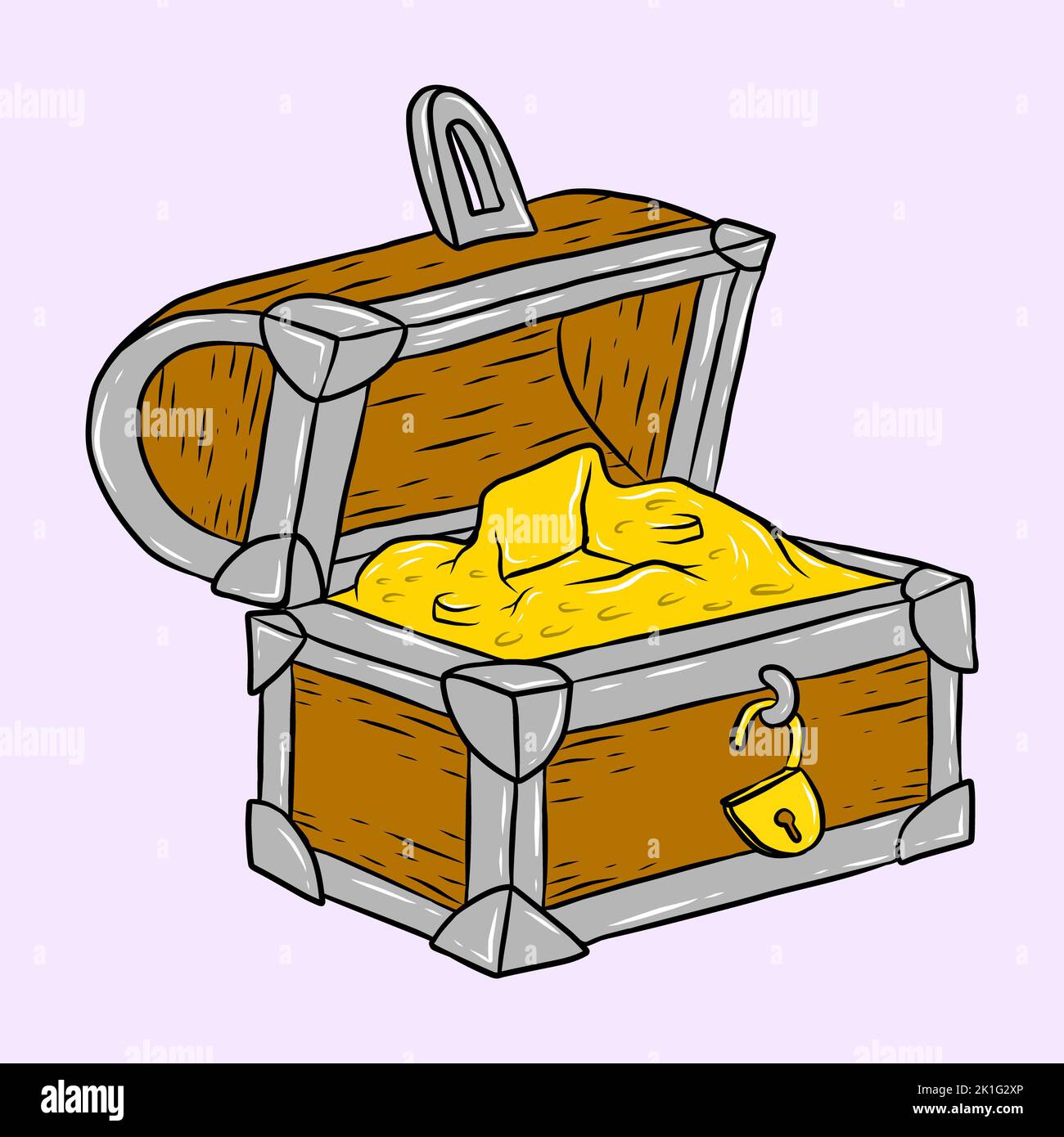 Old chest, with gold and different treasures. Gold treasure Stock Photo