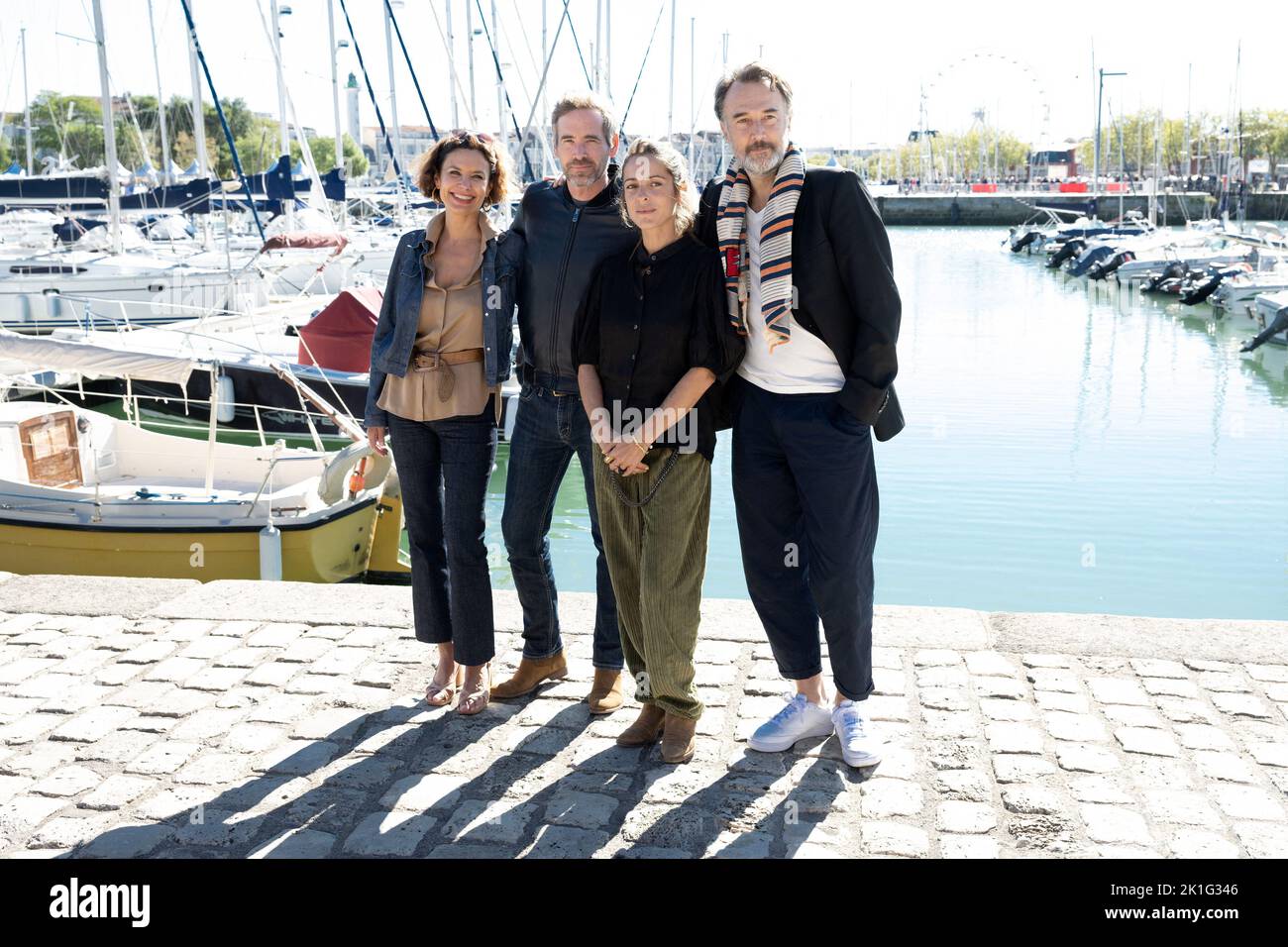 Guest, Alexis Loret, Audrey Dana and Carlos Leal attend La vie devant photocall during the La Rochelle Fiction Festival on September 17, 2022 in La Rochelle, France. Photo by David Niviere/ABACAPRESS.COM Stock Photo