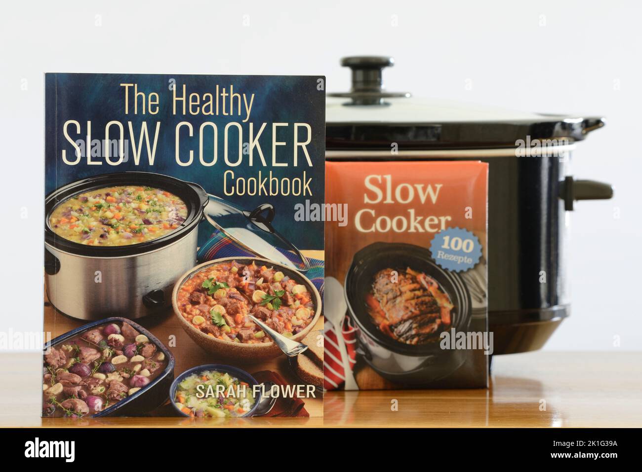 Slow cooker cookbook. Note that I do not have a property release on this image and it may be used for editorial only. You cannot use this image for co Stock Photo