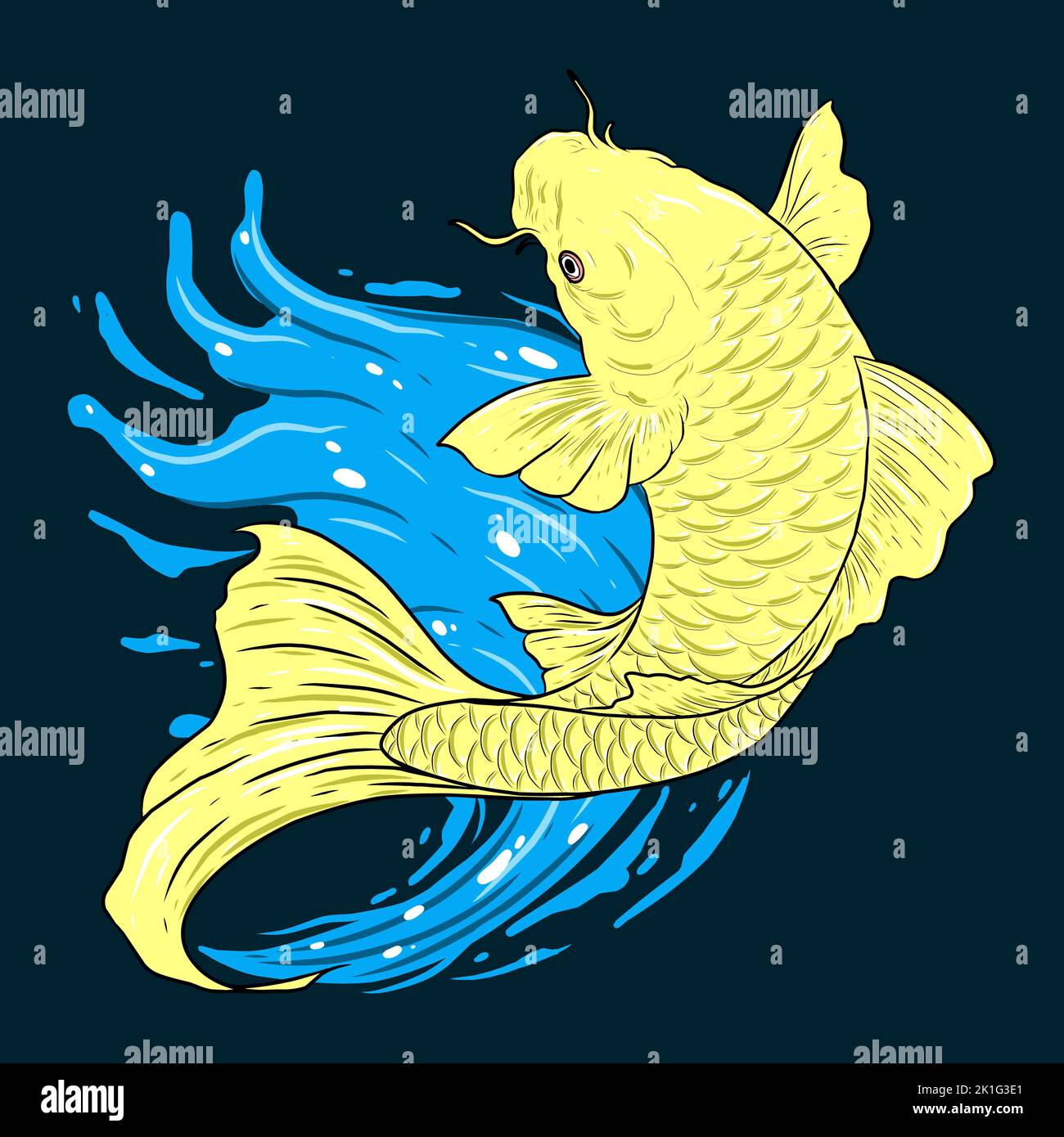 fish koi color icon vector. fish koi sign. isolated symbol illustration Stock Photo