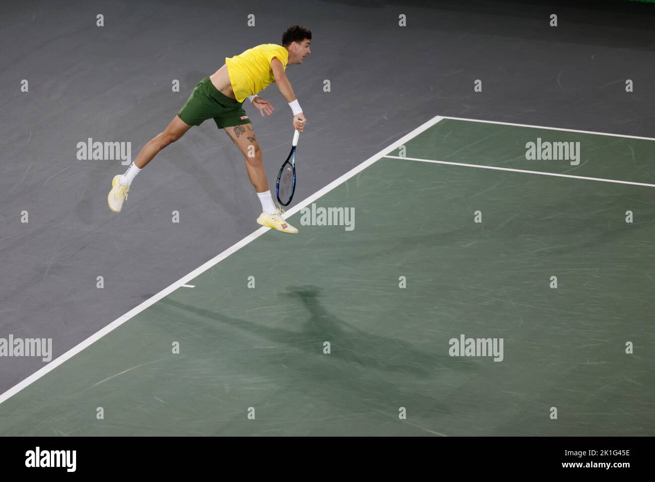 Hamburg, Germany, 18th Sep, 2022. Thanasi Kokkinakis from Australia is in action during the group stage match between Germany and Australia at the 2022 Davis Cup finals in Hamburg, Germany. Photo credit: Frank Molter/Alamy Live news Stock Photo