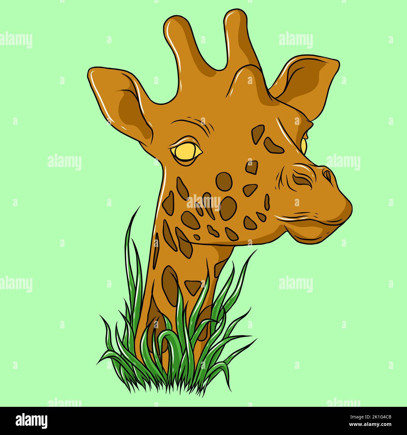Giraffe cute animal face isolated flat cartoon head. Vector camelopard funny childish mask, kids safari or jungle mammal avatar. Cute comic emoticon e Stock Photo