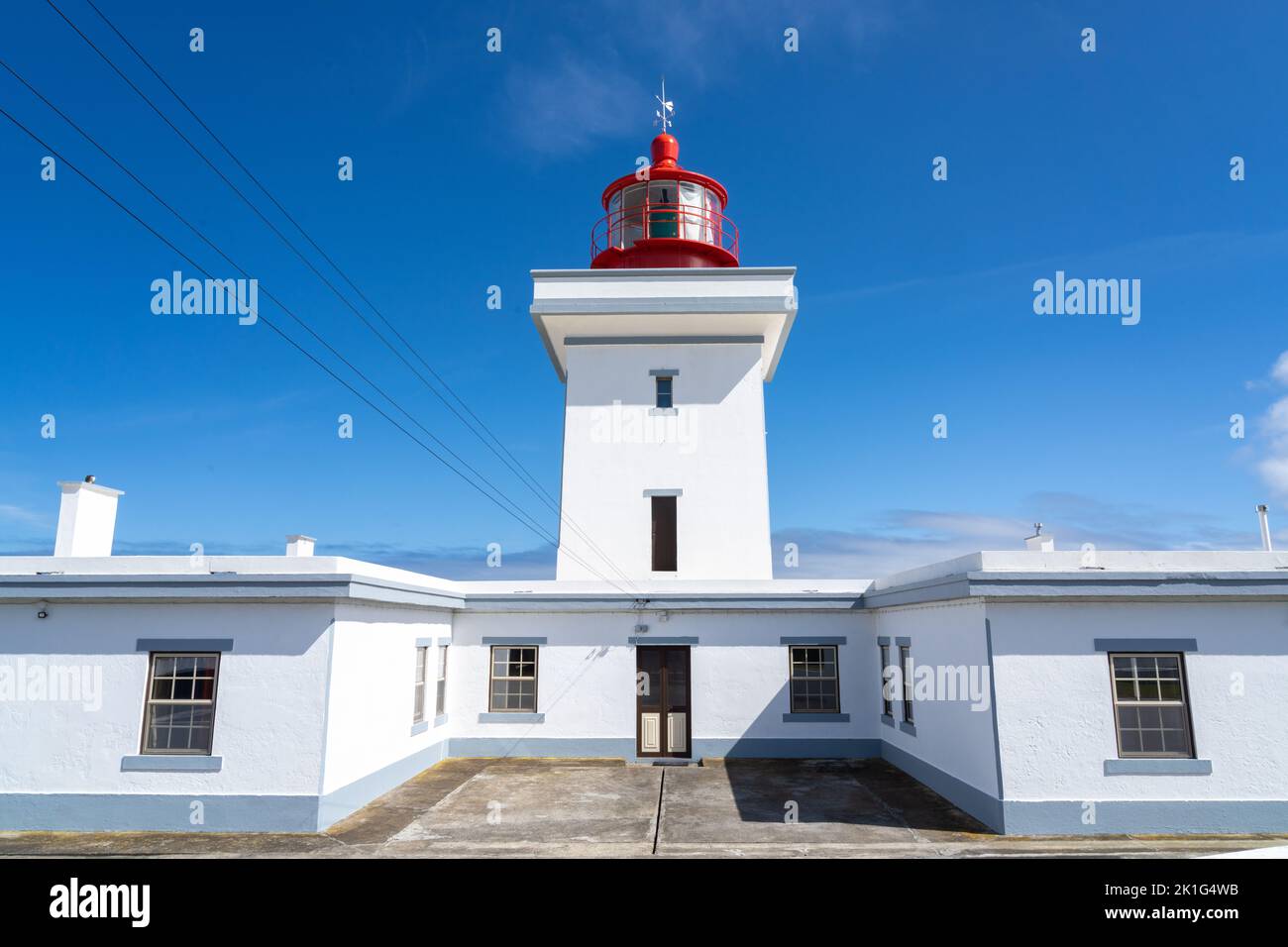 The Ponta das Contendas Lighthouse on Terceira Island, Azores, Portugal. Stock Photo