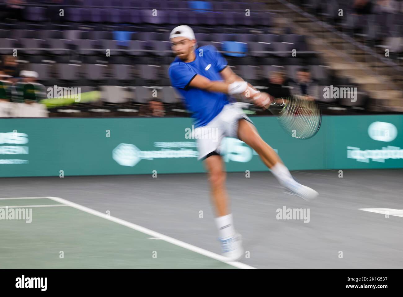 Hamburg, Germany, 15th Sep, 2022. Benjamin Bonzi from France is in action during the 2022 Davis Cup finals in Hamburg, Germany. Photo credit: Frank Mo Stock Photo