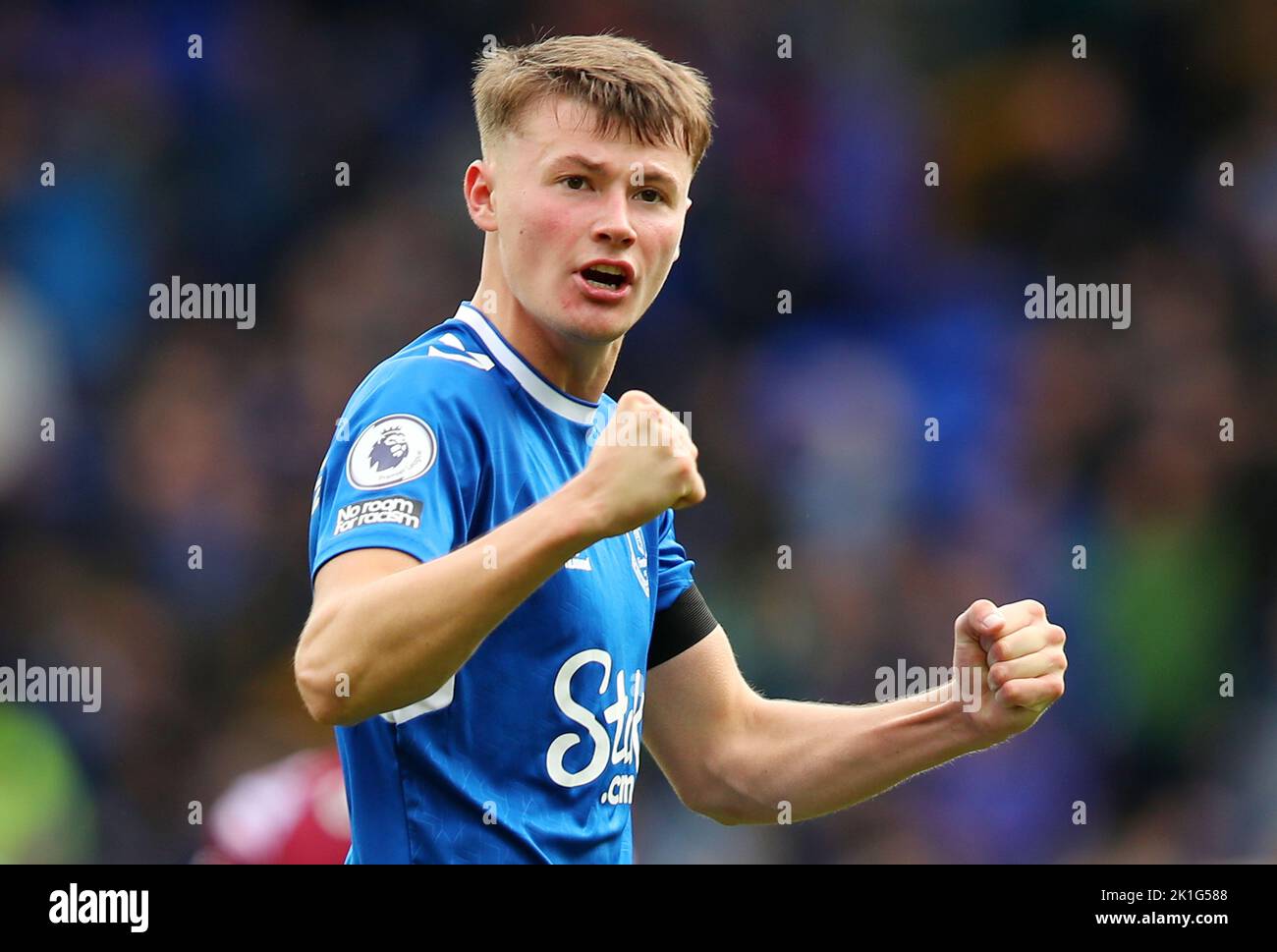 Liverpool, England, 18th September 2022. Nathan Patterson of Everton celebrates his win after the Premier League match at Goodison Park, Liverpool. Picture credit should read: Lexy Ilsley / Sportimage Stock Photo