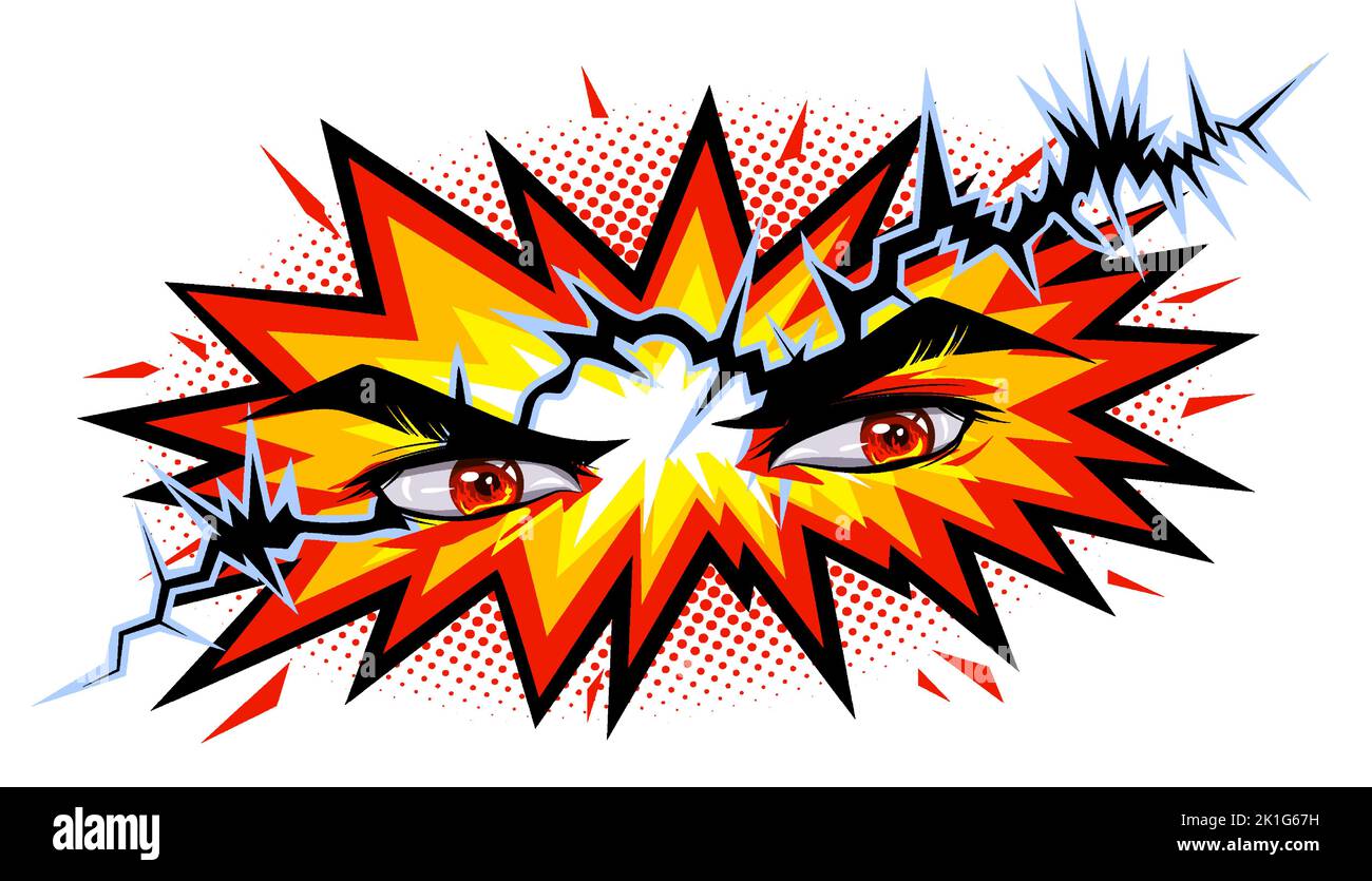 Angry man look with lightning bolt. Stock Vector