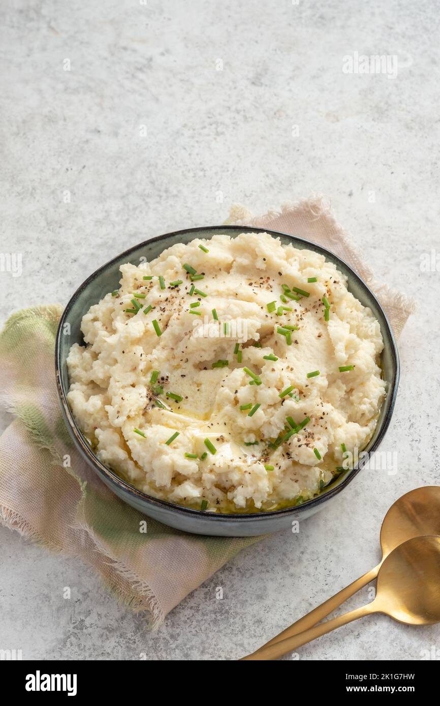 mashed cauliflower with butter Stock Photo