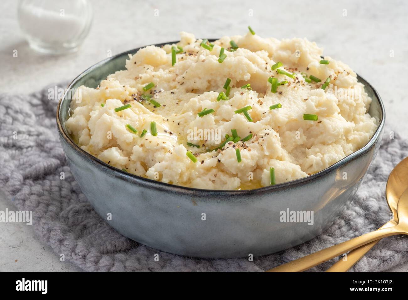 mashed cauliflower with butter Stock Photo