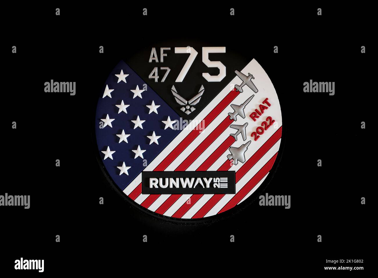 RIAT 2022 Themed PVC Patch celebrating the 75th anniversary of the U.S Air Force Stock Photo