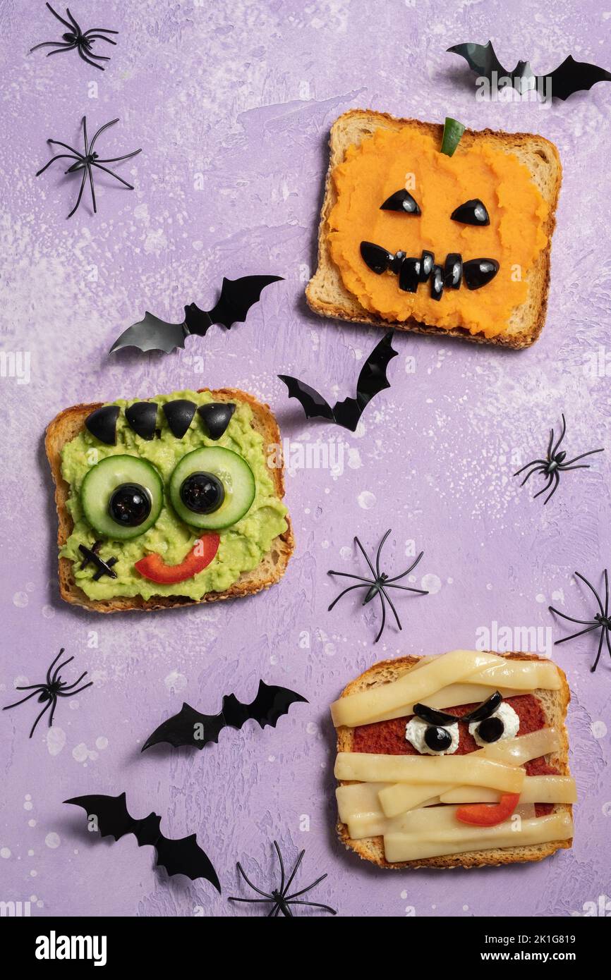 Fun Halloween monster toasts Stock Photo