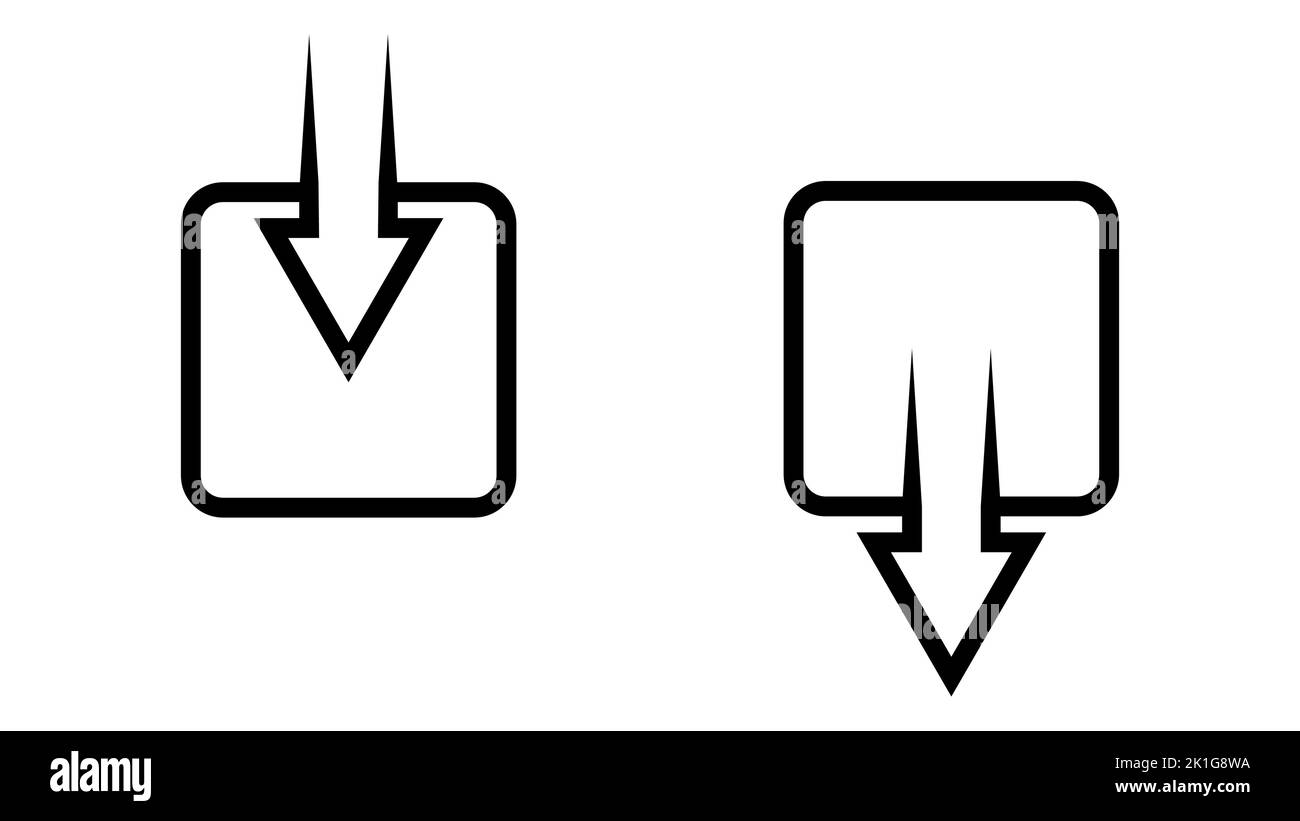 Icon output input, outline logo, arrow submit save data button Stock Vector