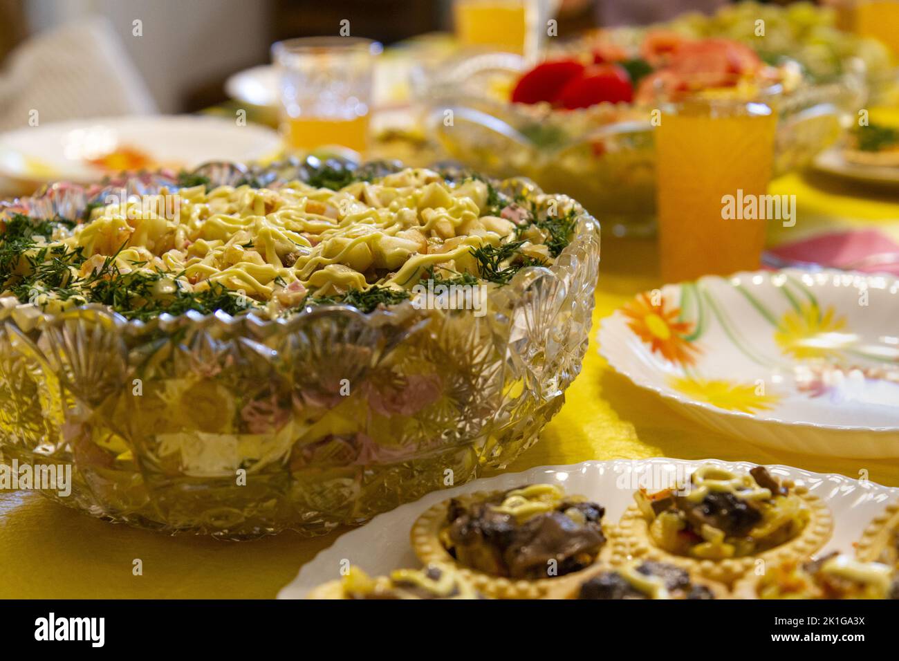 Authentic made at home family holiday dinner. Stock Photo