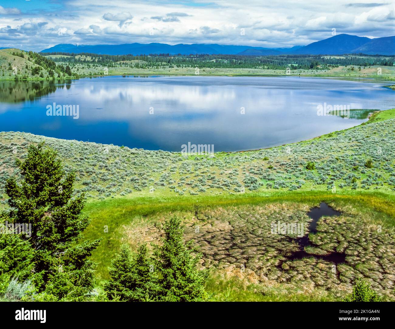 kleinschmidt lake in the blackfoot river valley near ovando, montana Stock Photo
