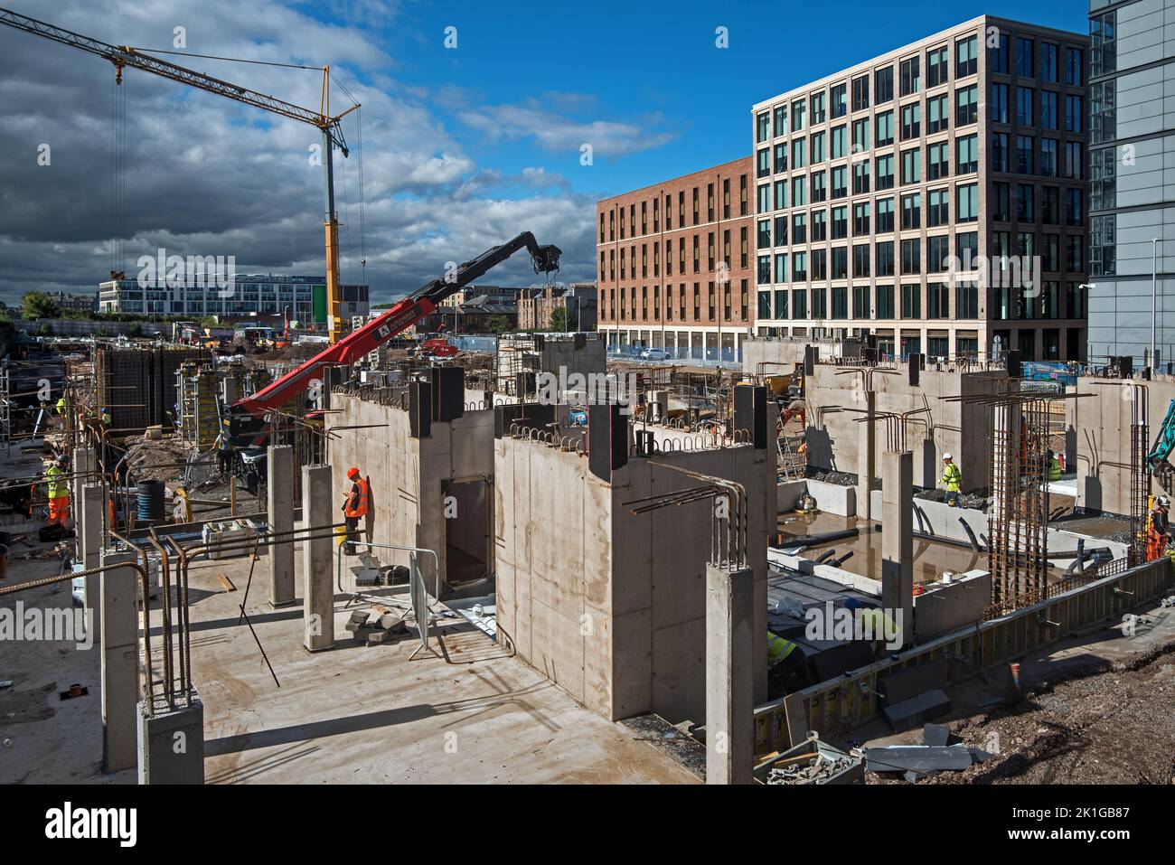 Construction site in Fountainbridge, Edinburgh, Scotland, UK. Stock Photo
