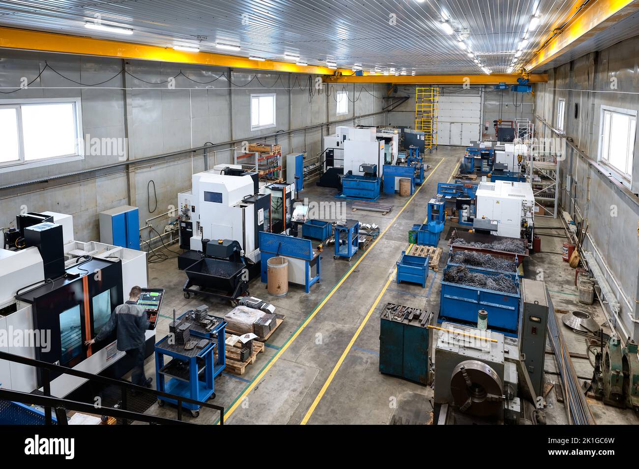 Lathe department with contemporary digital machine tools Stock Photo